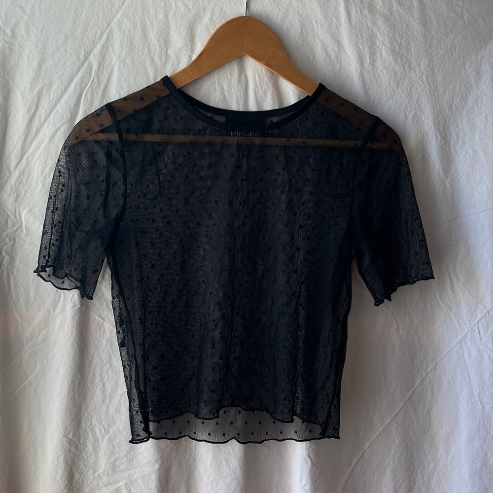 Pieces Sheer Polka Dot Top